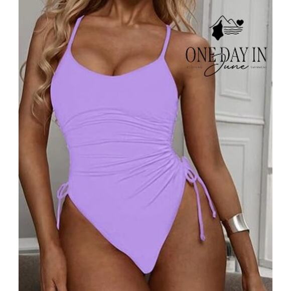 CharmLeaks Drawstring Side One Piece Bikini Swimsuit Size S - Picture 1 of 5